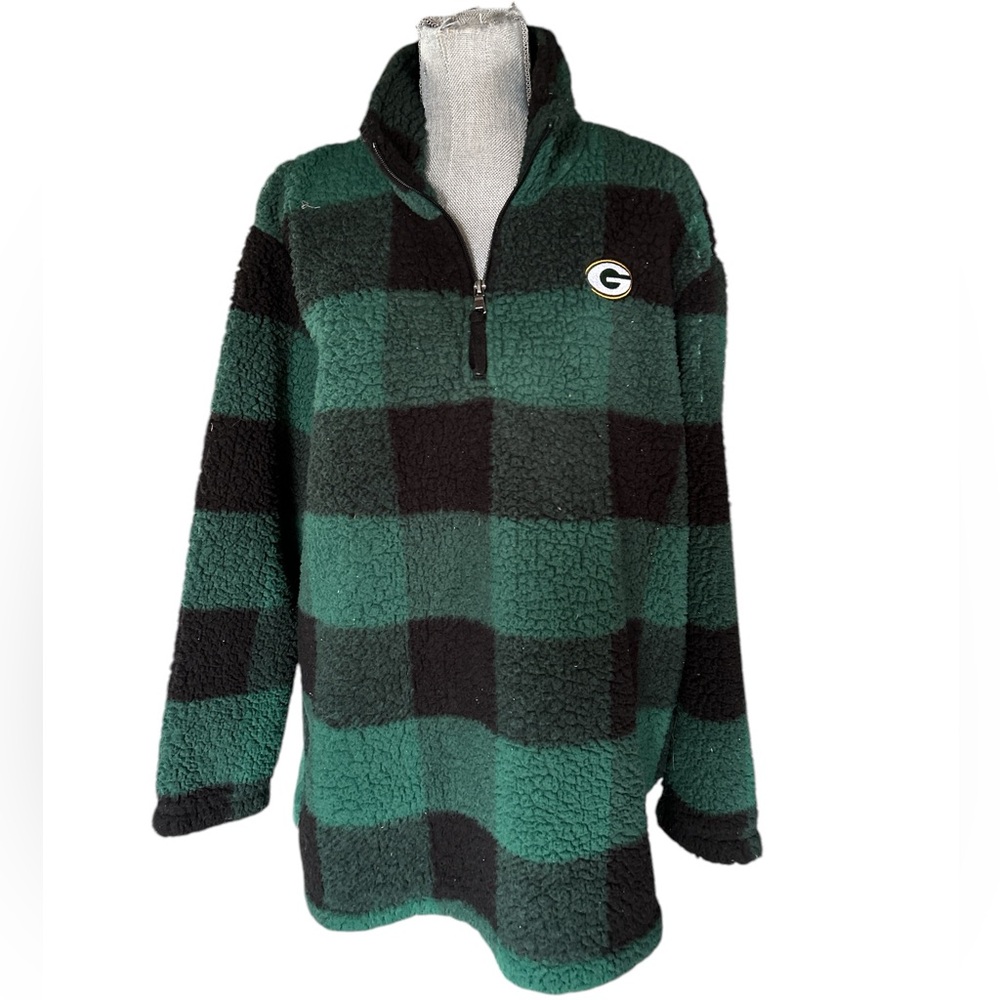 Green Bay Packer Sherpa Plaid Fleece Jacket